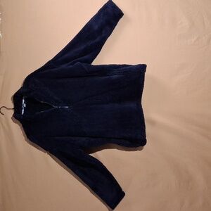 Lands' End Long Sleeve Cozy Hi-Pile Quarter Zip w/Pockets in Navy 1X 16W-18W